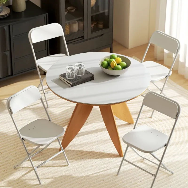 Set 4 Klappstühle mit Ablauflöchern aus Kunststoff und Metall, 45x49x79.5 cm, Weiss