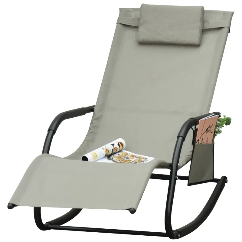 Schaukelstuhl Schwingsessel Gartenstuhl Schaukelliege Metall Mesh Schwarz+Hellgrau