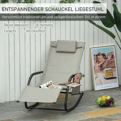 Schaukelstuhl Schwingsessel Gartenstuhl Schaukelliege Metall Mesh Schwarz+Hellgrau
