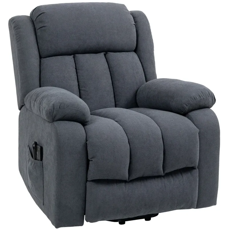 Elektrischer Massagesessel mit Aufstehhilfe, Liegefunktion, Massagefunktion, 93x91x103 cm, Dunkelgrau