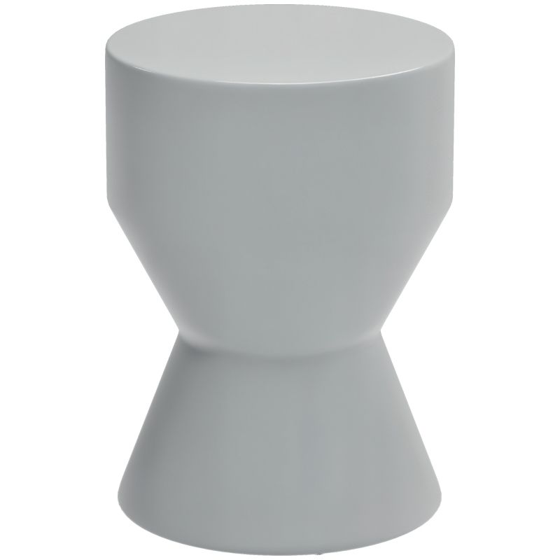 Sitzhocker aus Keramik Wetterfest Garten Hocker in Sanduhrform Hellgrau