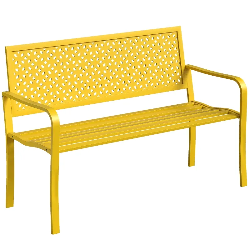 Gartenbank 2-Sitzer Metall, gelb, wetterfest, Outdoor Sitzbank