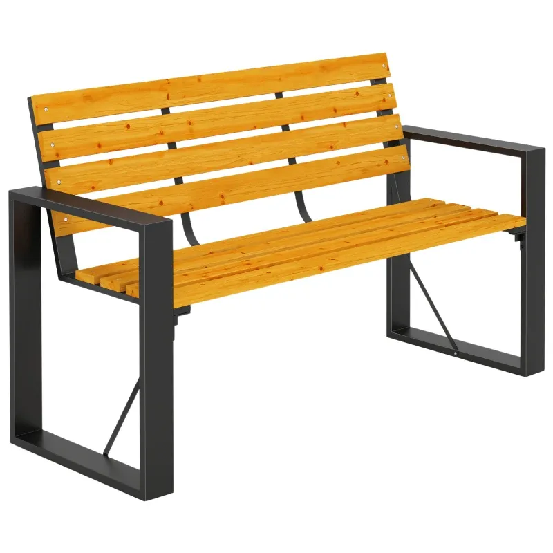 Gartenbank 2-Sitzer Wetterfeste Holzbank mit Lamelldesign