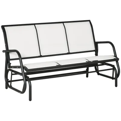 Gartenbank / Schaukelbank für 3 Personen aus Metall und atmungsaktivem Netzstoff, 147x75x85cm, Beige