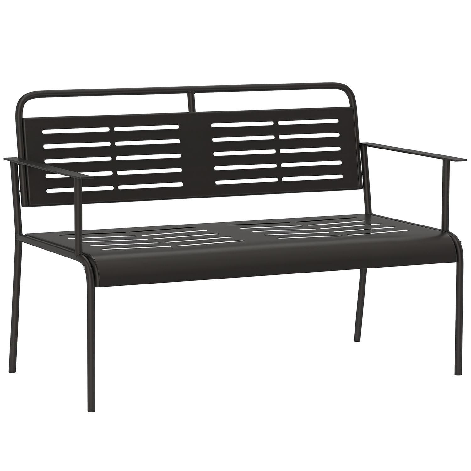 2-Sitzer Gartenbank, wetterfeste Sitzbank, 121 x 64 x 84cm, Schwarz