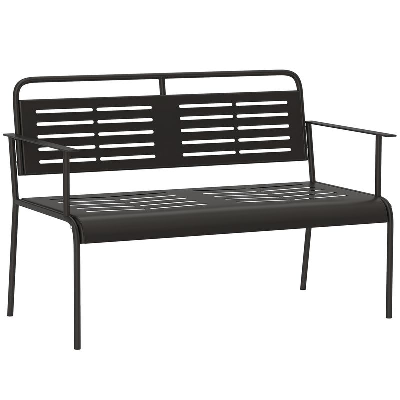 2-Sitzer Gartenbank, wetterfeste Sitzbank, 121 x 64 x 84cm, Schwarz