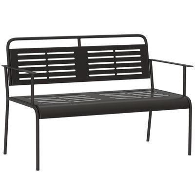 2-Sitzer Gartenbank, wetterfeste Sitzbank, 121 x 64 x 84cm, Schwarz