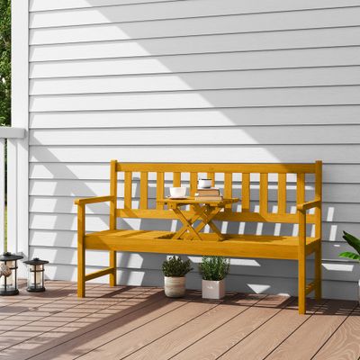 2-Sitzer Gartenbank Holz, wetterfest Sitzbank mit Rücken- & Armlehnen Teak