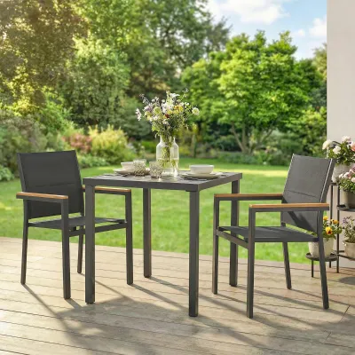 Gartenstühle 2er-Set stapelbar | Gepolstert & atmungsaktiv | Dunkelgrau