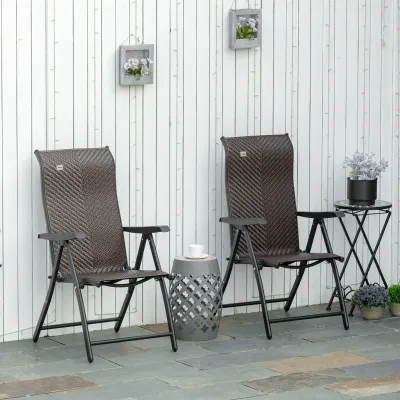 Gartenstühle 2er-Set klappbar | PE-Rattan & 7-fach verstellbar | Rot