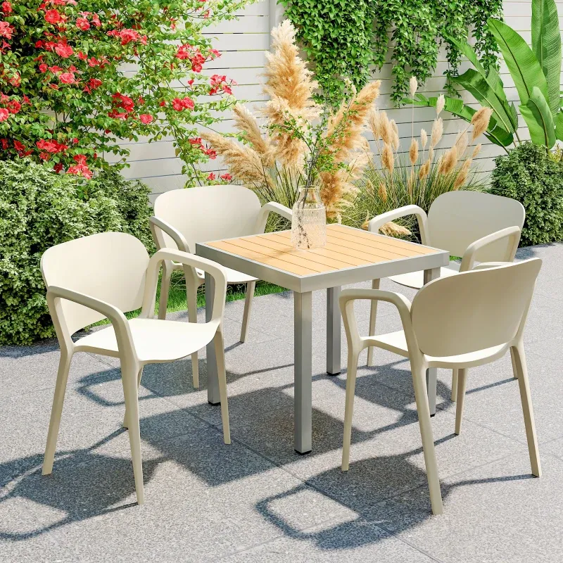 Gartenstühle 4er-Set | Kunststoff & wetterfest | Weiss