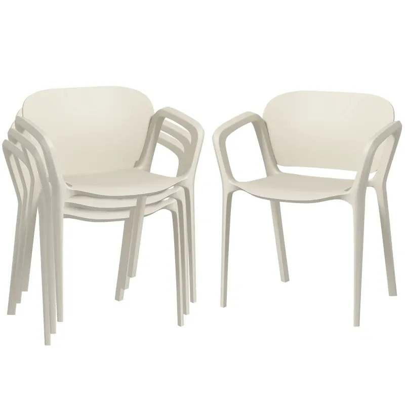 Gartenstühle 4er-Set | Kunststoff &amp; wetterfest | Weiss