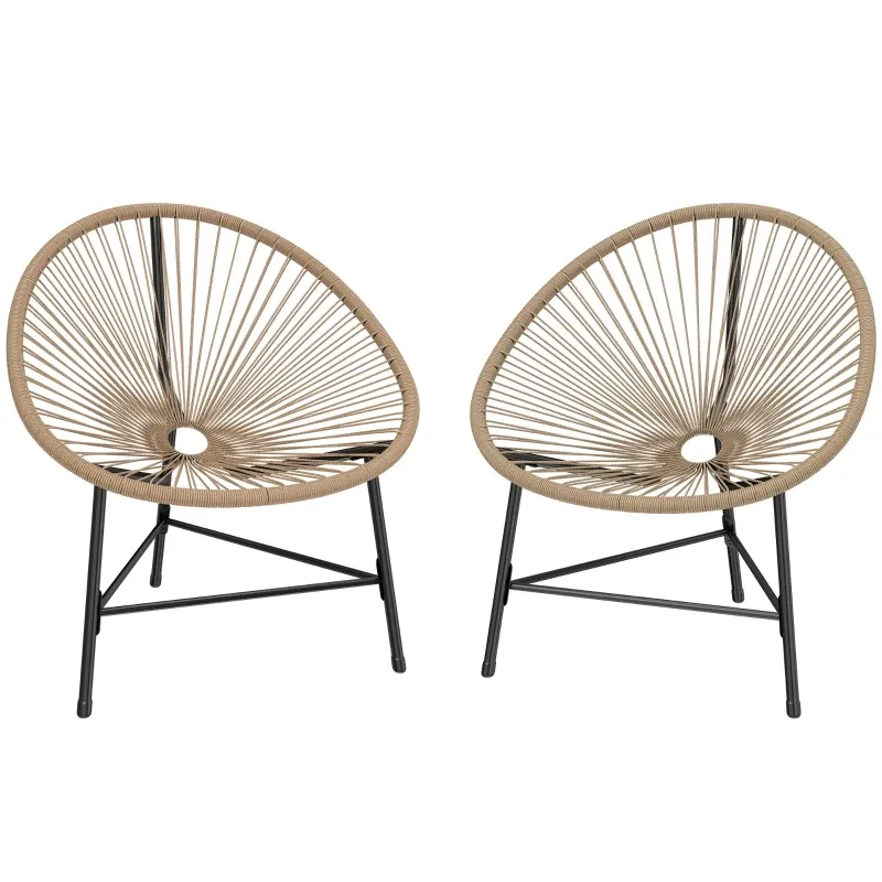 Acapulco Stühle 2er-Set | Rattan &amp; Stahl | Natur &amp; Schwarze