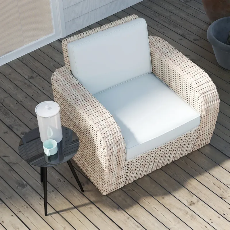 Gartencouchtisch rund | Glasplatte & Stahl | Schwarz