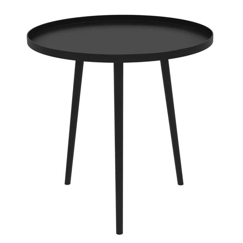 Beistelltisch Gartentisch rund | Stahl &amp; erhöhter Rand | Schwarz