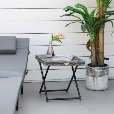 Beistelltisch Polyrattan klappbar | Kaffeetisch & Balkontisch | Grau