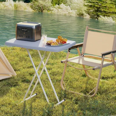 Klappbarer Gartentisch, Campingtisch höhenverstellbar | HDPE-Platte & Metall | Dunkelgrau