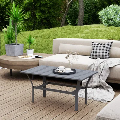 Beistelltisch Metall Balkontisch | Lamellendesign &amp; wetterfest | Dunkelgrau