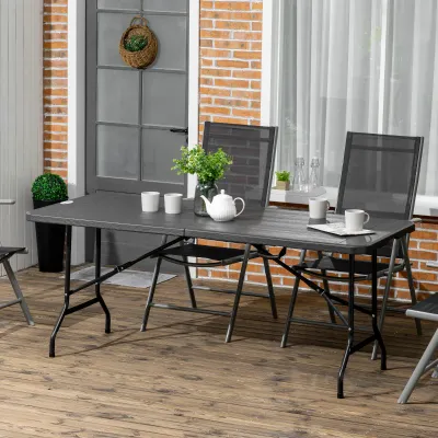 Campingtisch Gartentisch klappbar | Holzoptik & Stahl | Dunkelgrau