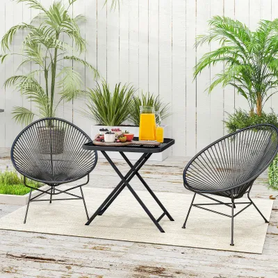 Gartentisch klappbar 70x70 cm | Ausschnitt-Design & Metall | Schwarz