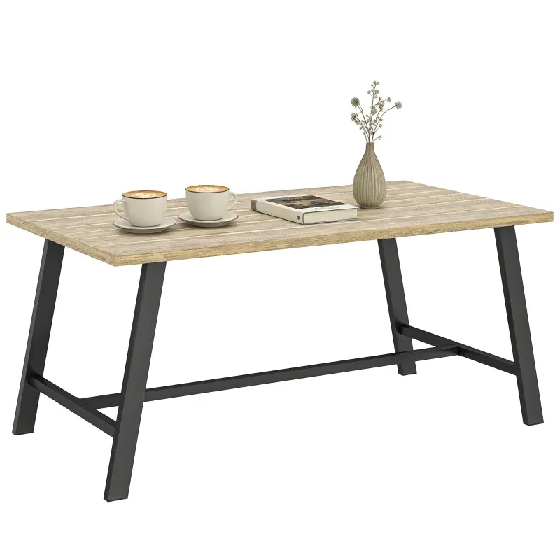 Outdoor-Couchtisch rechteckig | Holzoptik &amp; Metall | Braun