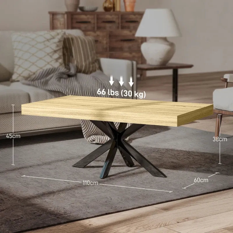 Couchtisch rechteckig Industriestil | Holzoptik & Metall | Schwarz