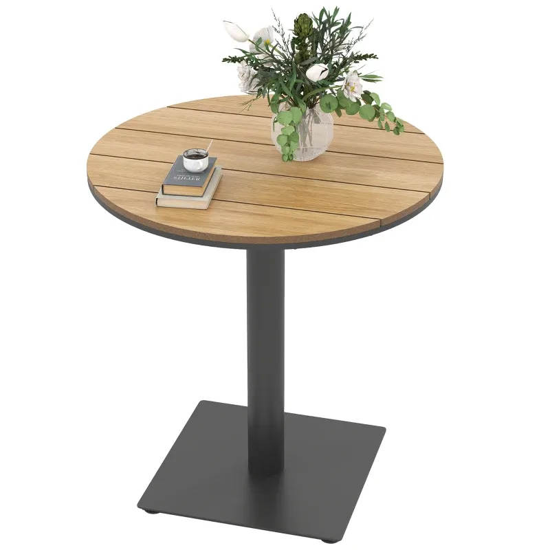 Gartentisch rund Ø70 cm | Lamellendesign &amp; Holzoptik | Naturholz