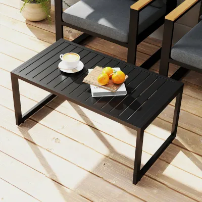 Beistelltisch, Gartentisch Latten-Design | Aluminium & wetterfest | Schwarz