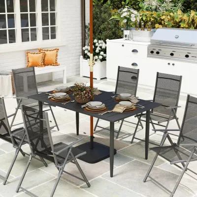 Gartentisch, Esstisch 150x90cm | Schirmloch & Latten-Design | Schwarz