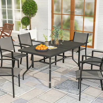 Gartentisch Esstisch 152x90 cm | Schirmloch & Latten-Design | Schwarz