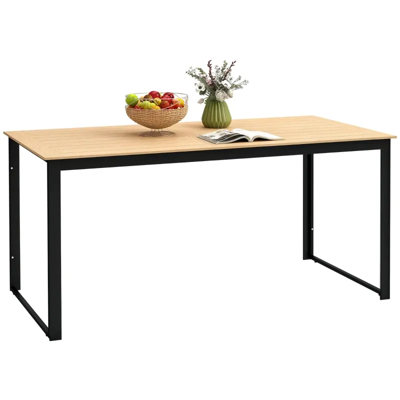 Gartentisch Esstisch 6 Personen | Lamellen-Tischplatte &amp; Holzoptik | Teak