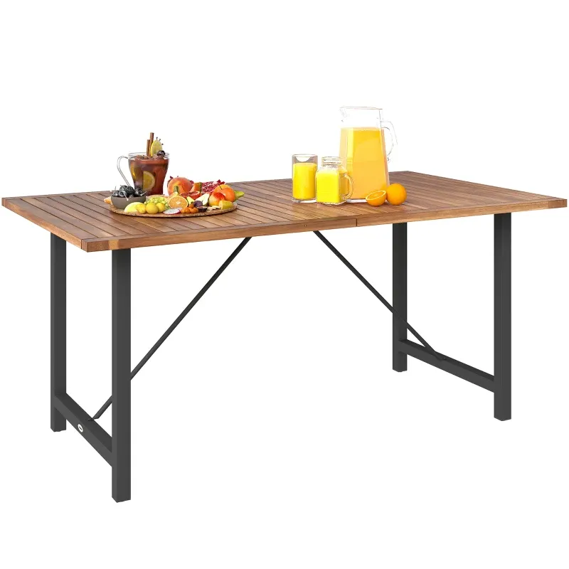 Garten-Esstisch | Akazienholz &amp; Lattenstruktur | Teak