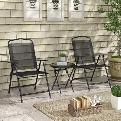 Balkon / Bistro-Set 3-teilig | Klappbar & Glastisch | Schwarz