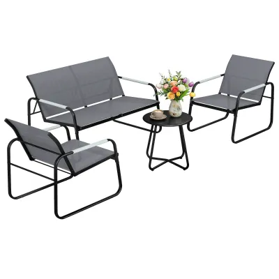 Gartenmöbel Set Sitzgruppe für 4 Personen | 2er Sofa & 2 Sessel | Grau Gartenmöbel Set Sitzgruppe für 4 Personen | 2er Sofa & 2 Sessel | Grau