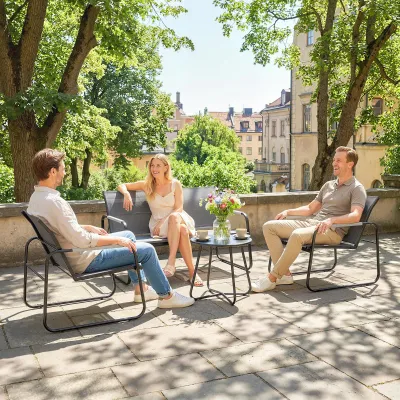 Gartenmöbel Set Sitzgruppe für 4 Personen | 2er Sofa & 2 Sessel | Grau