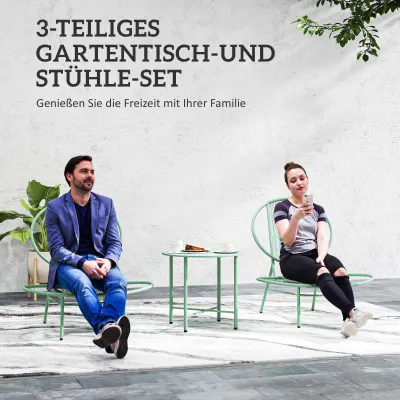 Rattan-Garten-Set 3-teilig | Muschelförmige Stühle | Grün