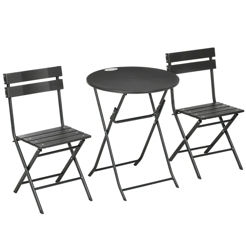 Gartenmöbel Set 3-teilig | Klappbare Stühle & Tisch aus HDPE | Dunkelgrau Gartenmöbel Set 3-teilig | Klappbare Stühle & Tisch aus HDPE | Dunkelgrau