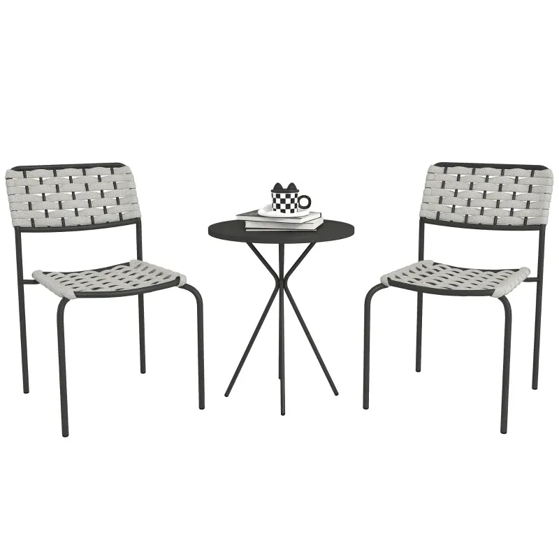Rattan-Gartenmöbel Set 2 Personen | Outdoor Lounge &amp; Balkonmöbel | Grau
