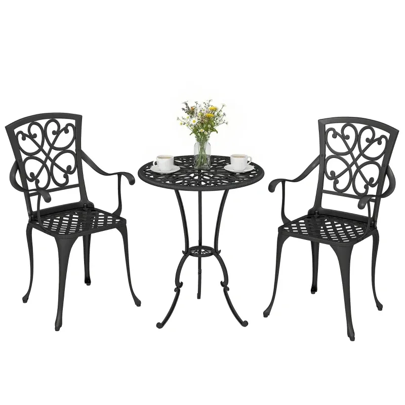 Antik Garten Bistro Set 3-teilig | Runder Bistrotisch &amp; 2 Stühle