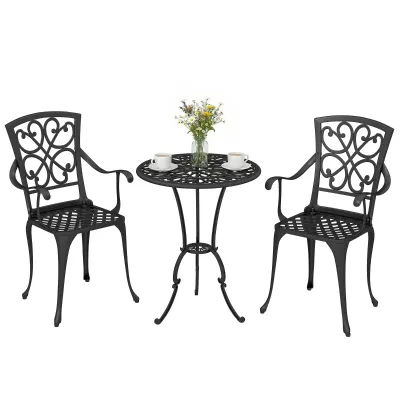 Antik Garten Bistro Set 3-teilig | Runder Bistrotisch & 2 Stühle Antik Garten Bistro Set 3-teilig | Runder Bistrotisch & 2 Stühle