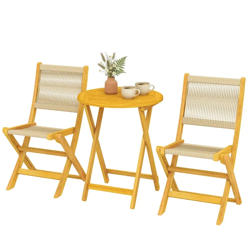 Balkonmöbel Set 3-teilig | Polyrattan, Holz klappbar &amp; atmungsaktiv