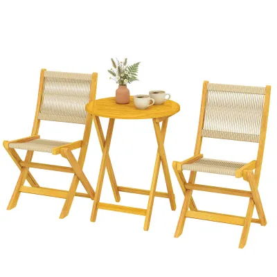 Balkonmöbel Set 3-teilig | Polyrattan, Holz klappbar &amp; atmungsaktiv