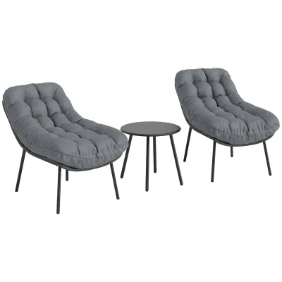 Rattan-Gartenmöbel-Set 2 Personen | 15 cm dicke Kissen | Grau