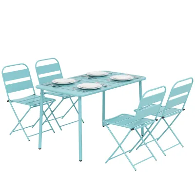 Outdoor-Essgruppe 5-teilig | Garten-Set 4 Personen & Klappstühle | Hellgrün Outdoor-Essgruppe 5-teilig | Garten-Set 4 Personen & Klappstühle | Hellgrün