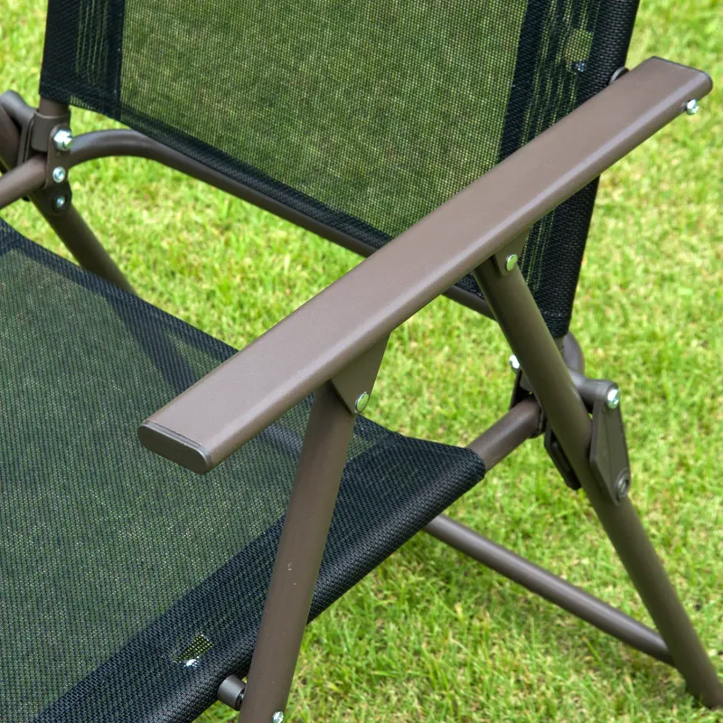 Gartenmöbel-Set 6-teilig | Runder Tisch, 4 klappbare Stühle & Sonnenschirm | Kaffee+Schwarz