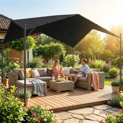 Pergola Pavillon 3x3m | Wasserabweisend, Stabil & winterfest | Dunkelgrau