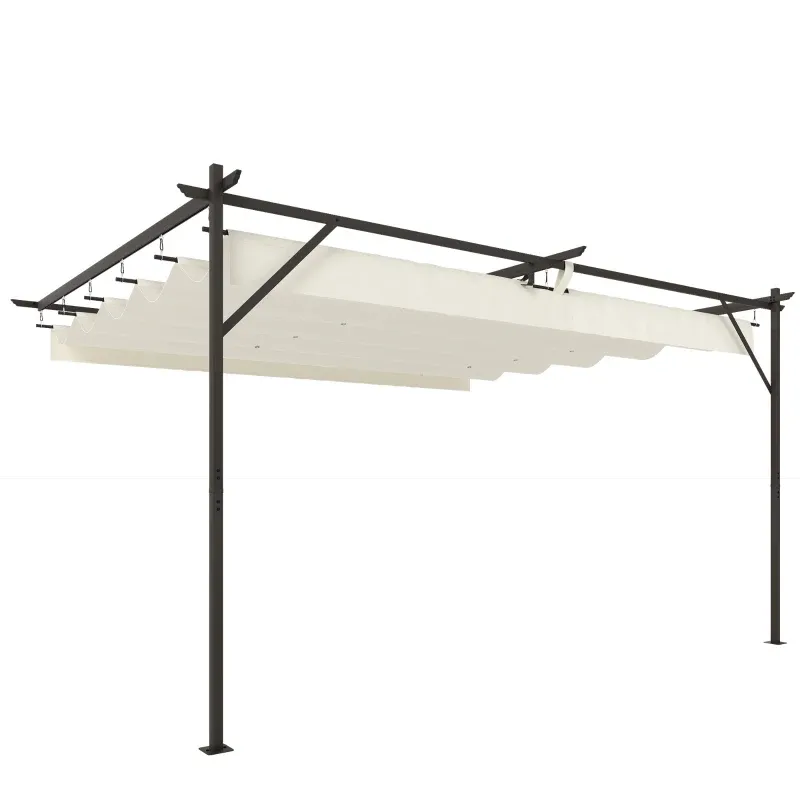 Terrassendach Pergola Pavillon ca. 4x3m | Verstellbares Dach &amp; Wandmontage | Cremeweiss
