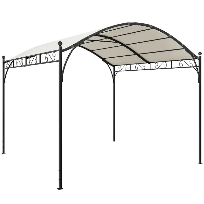 Pergola 3x3m mit gewölbtem Dach | Gartenpavillon Metall &amp; Polyester | Creme