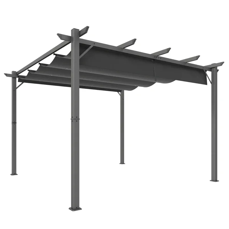 Pergola, Pavillon 3x3 m mit verschiebbarem Dach UPF30+ Schutz | Dunkelgrau