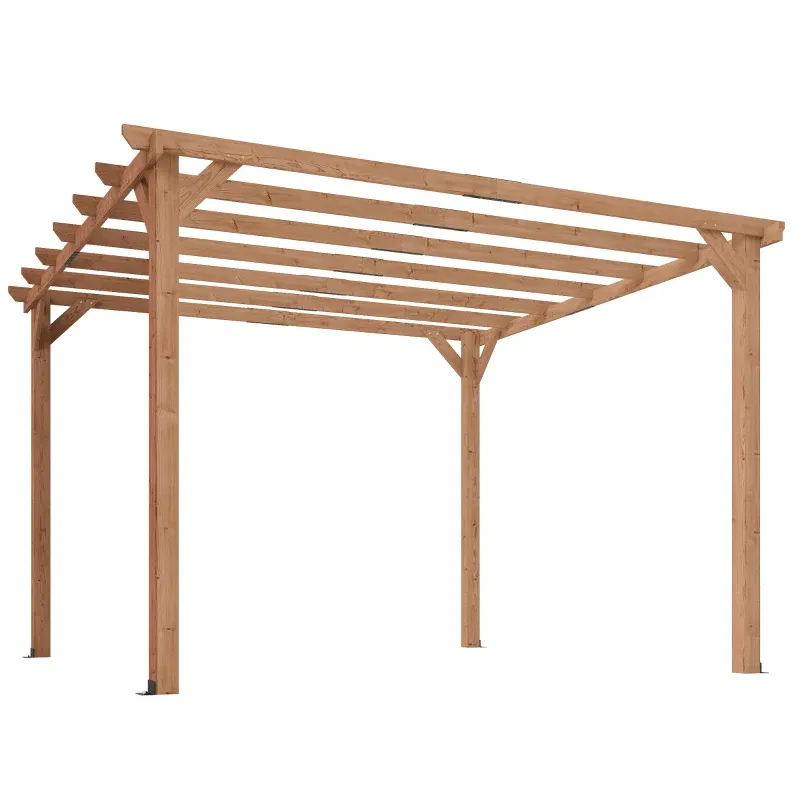 Pergola, Pavillon aus Holz, Aussentonnelle | Robuste Konstruktion mit 90 mm Pfosten und 7 Querbalken | Ahornholz-Optik
